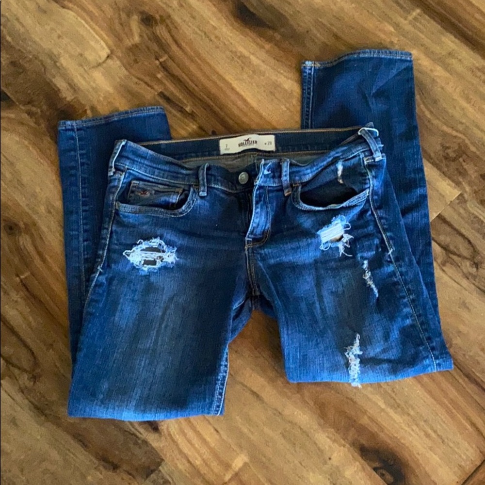 Hollister Blue Distressed Ankle Jeans